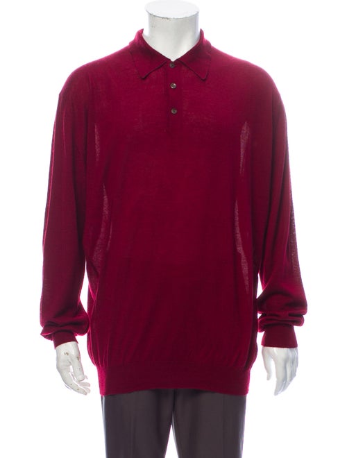 Gran Sasso Cashmere Collar Polo Sweater Red