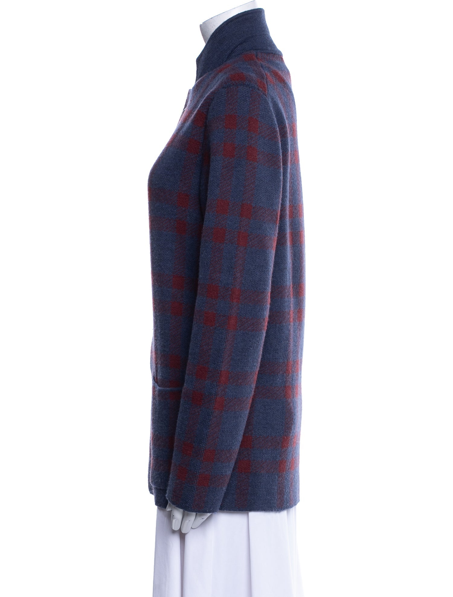 Gran Sasso Virgin Wool Plaid Print Cardigan