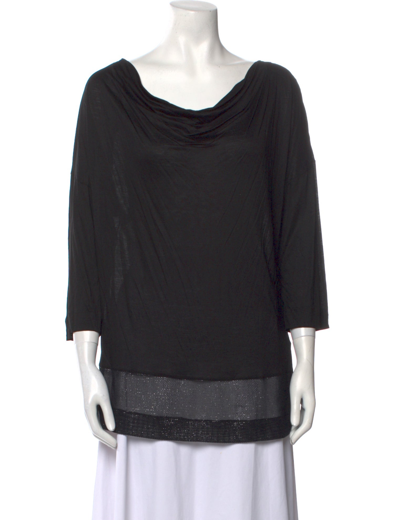 Gran Sasso Cowl Neck Three-Quarter Sleeve Blouse