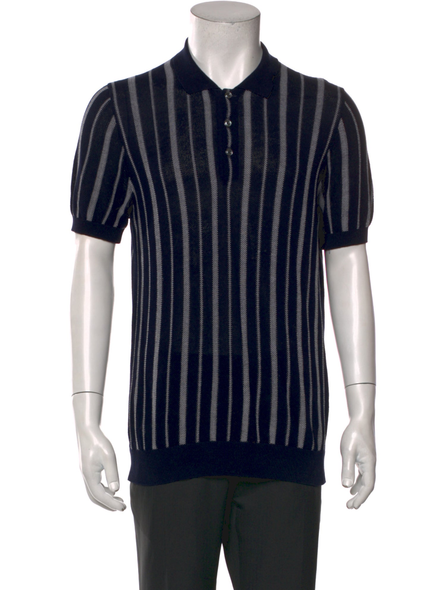 Gran Sasso Striped V-Neck Polo Shirt