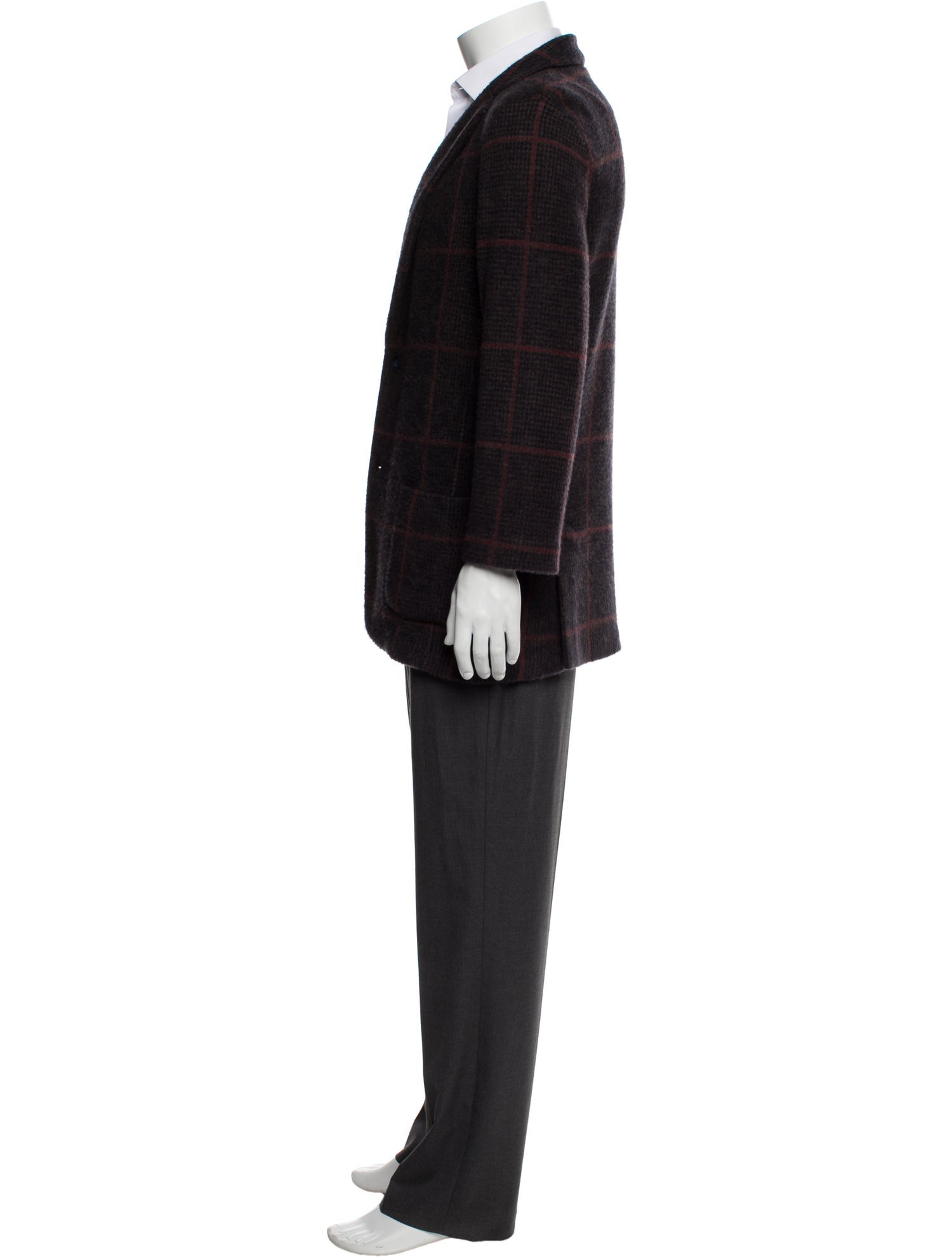 Gran Sasso Virgin Wool Plaid Print Overcoat