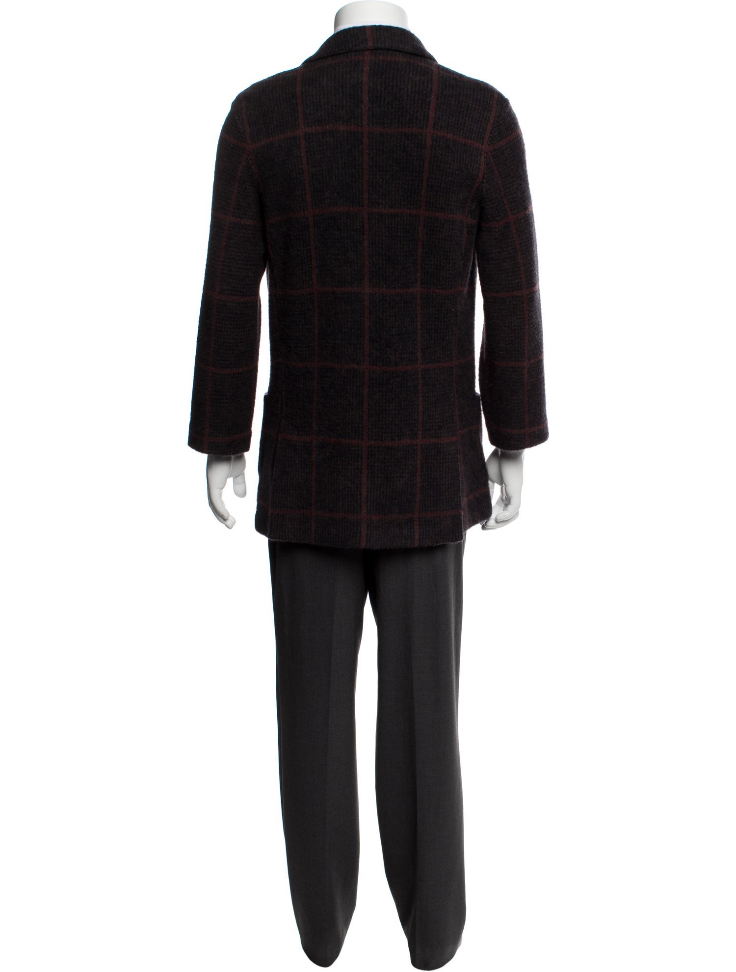 Gran Sasso Virgin Wool Plaid Print Overcoat