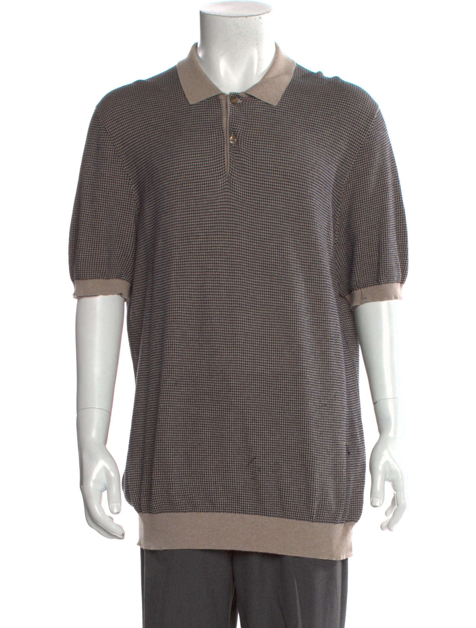 Gran Sasso Plaid Print Collar Polo Shirt