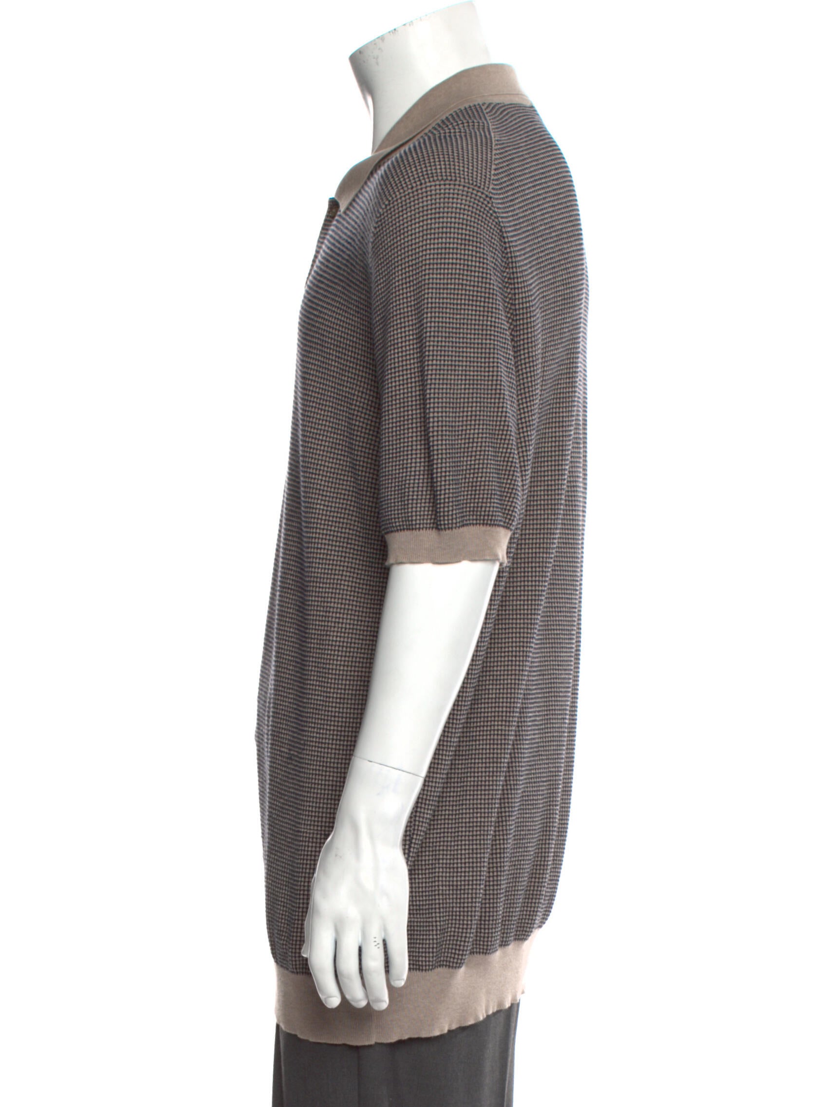 Gran Sasso Plaid Print Collar Polo Shirt