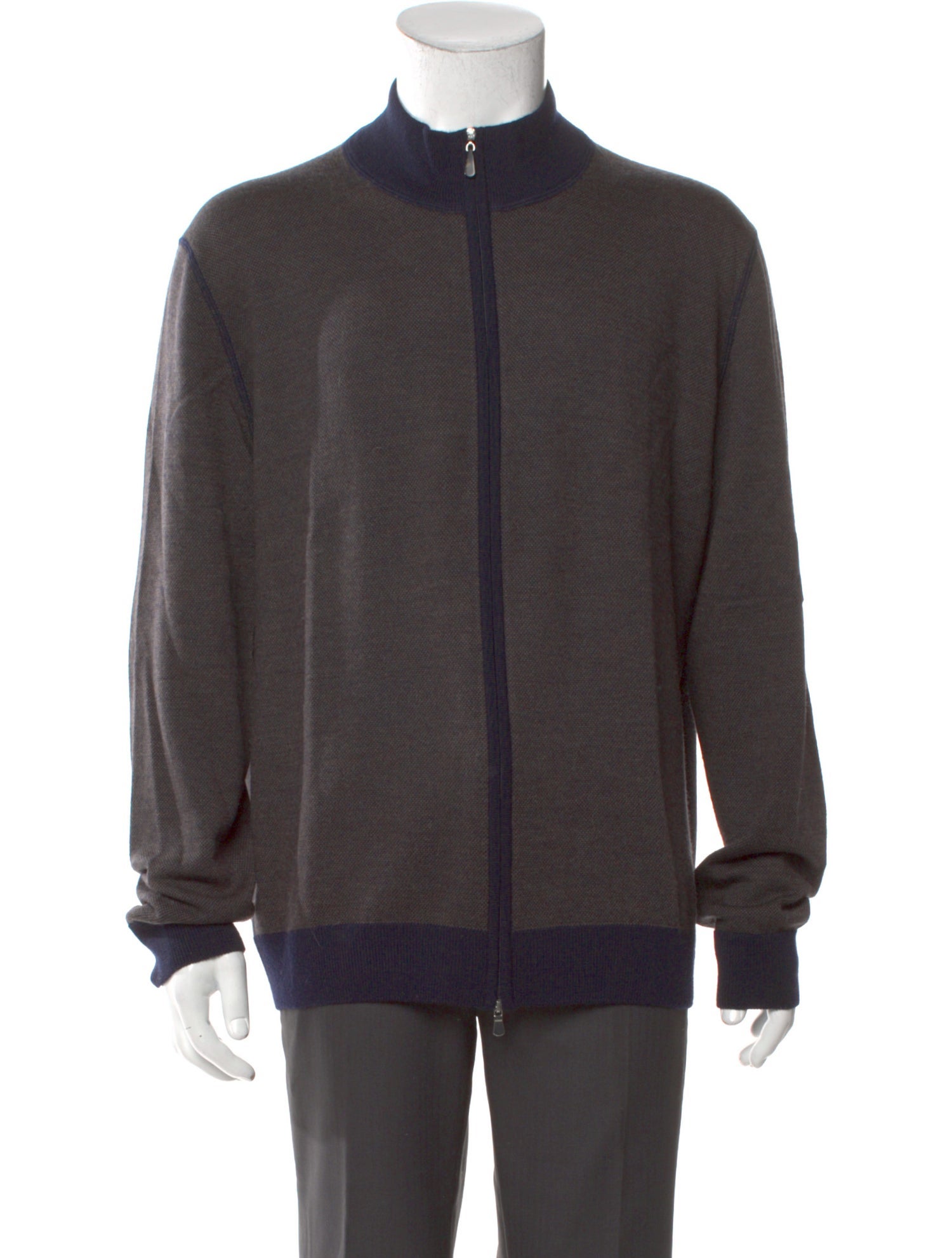 Gran Sasso Virgin Wool Mock Neck Cardigan