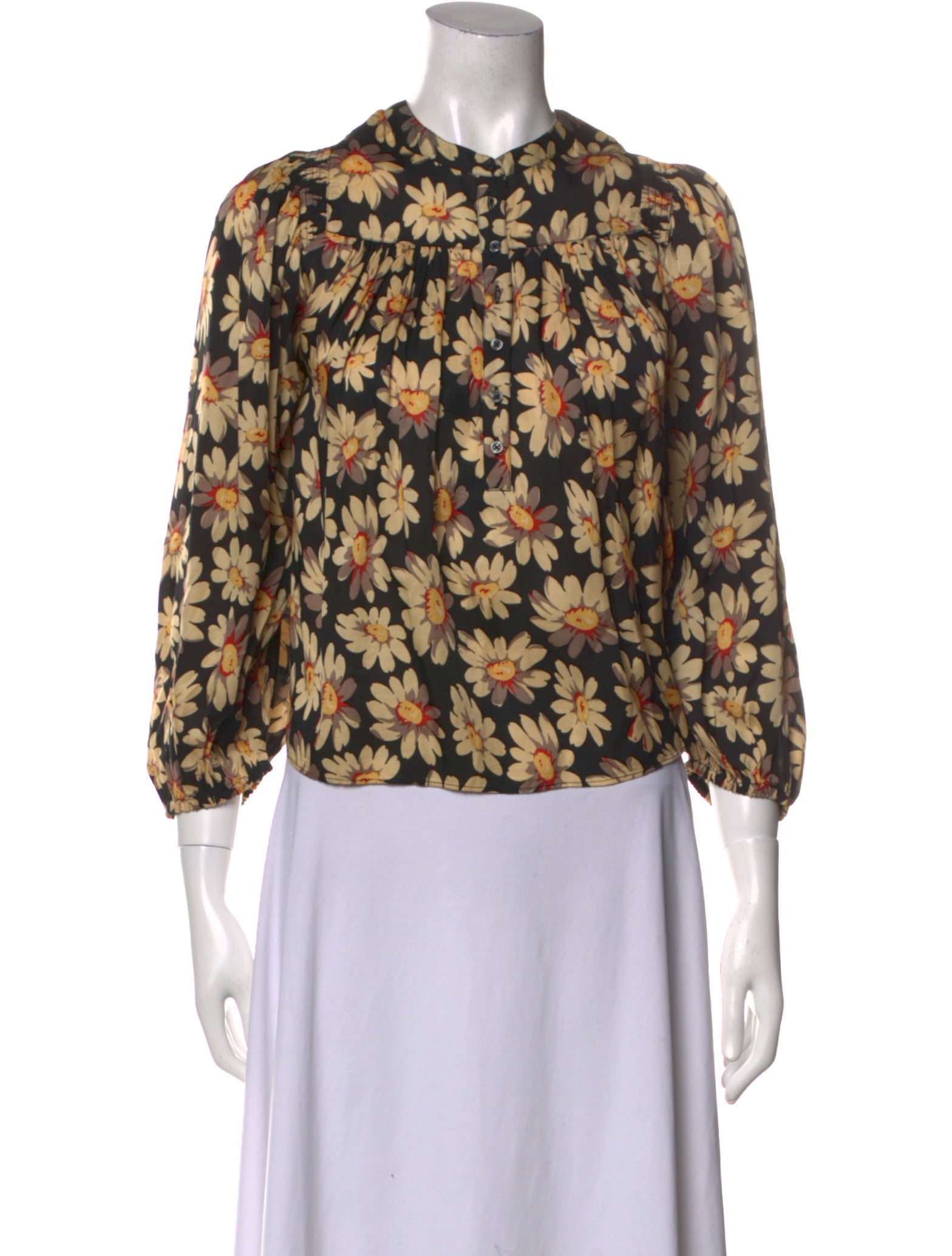 The Great Floral Print Mock Neck Blouse
