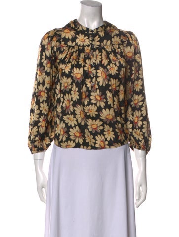The Great Tops Floral Print Mock Neck Blouse XS
