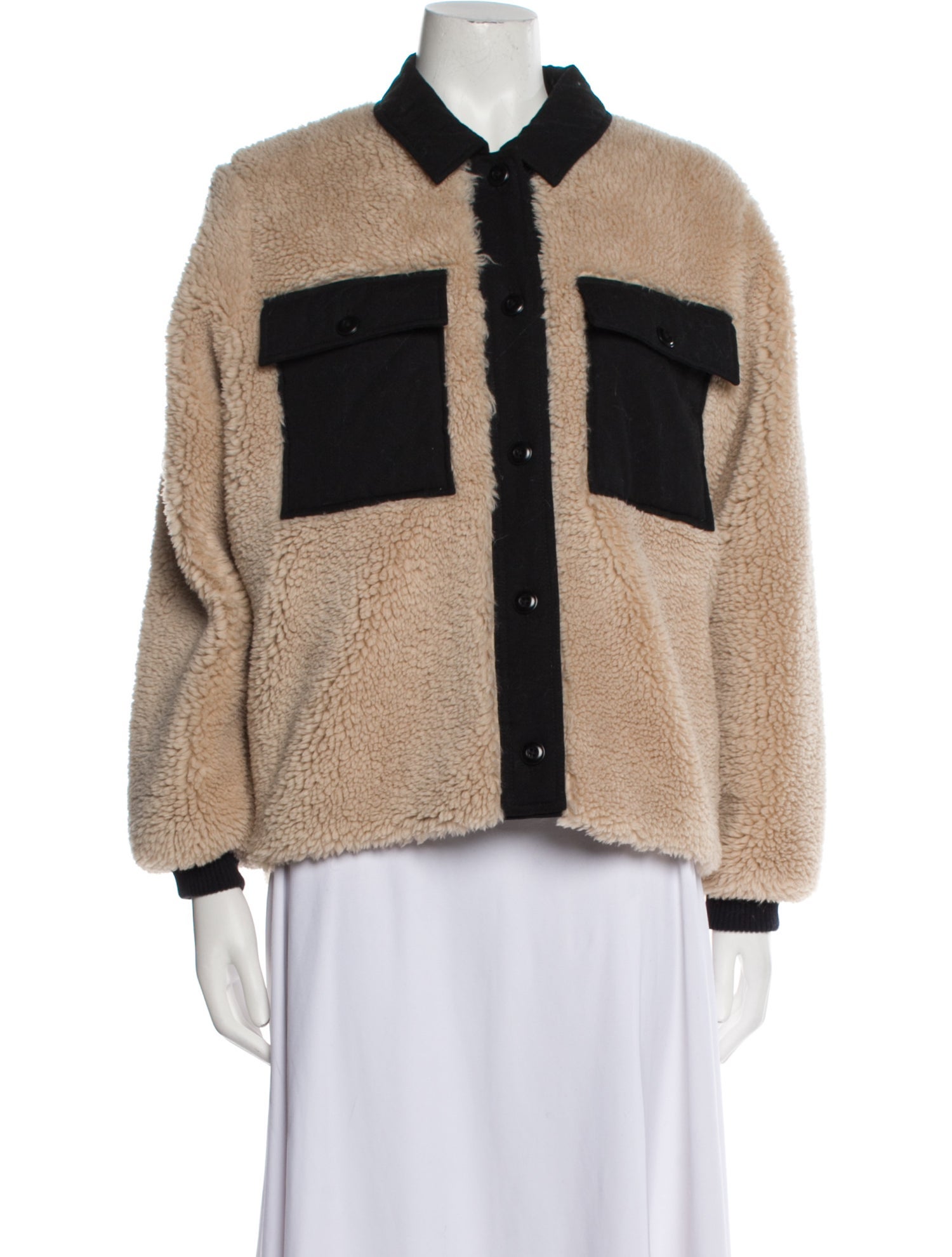The Great Colorblock Pattern Faux Fur Jacket