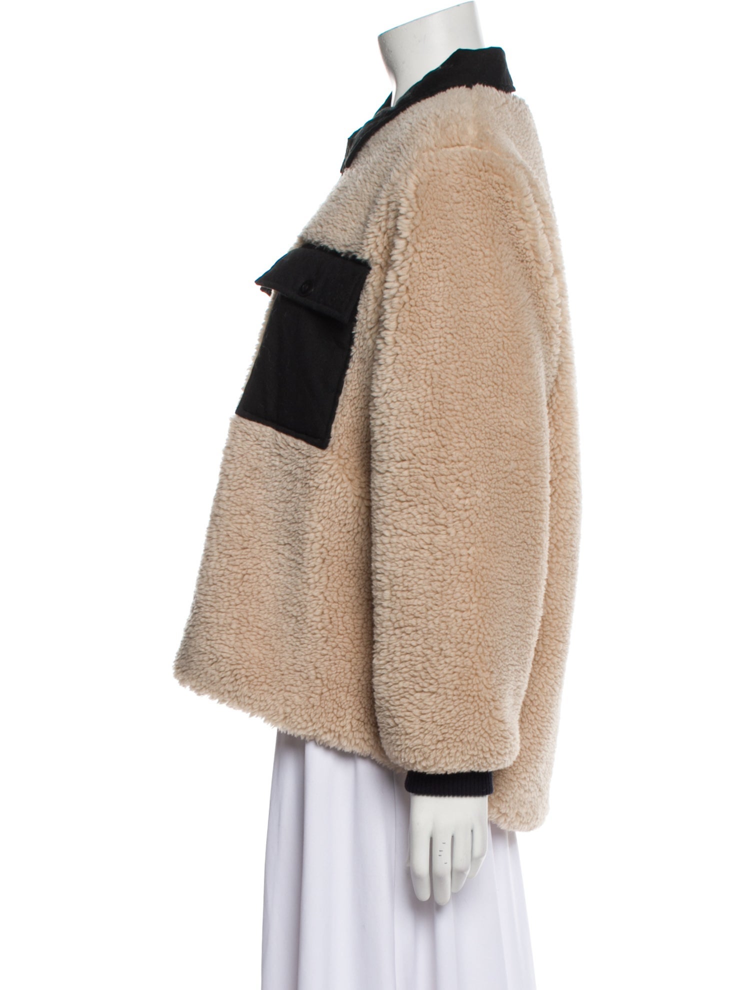 The Great Colorblock Pattern Faux Fur Jacket