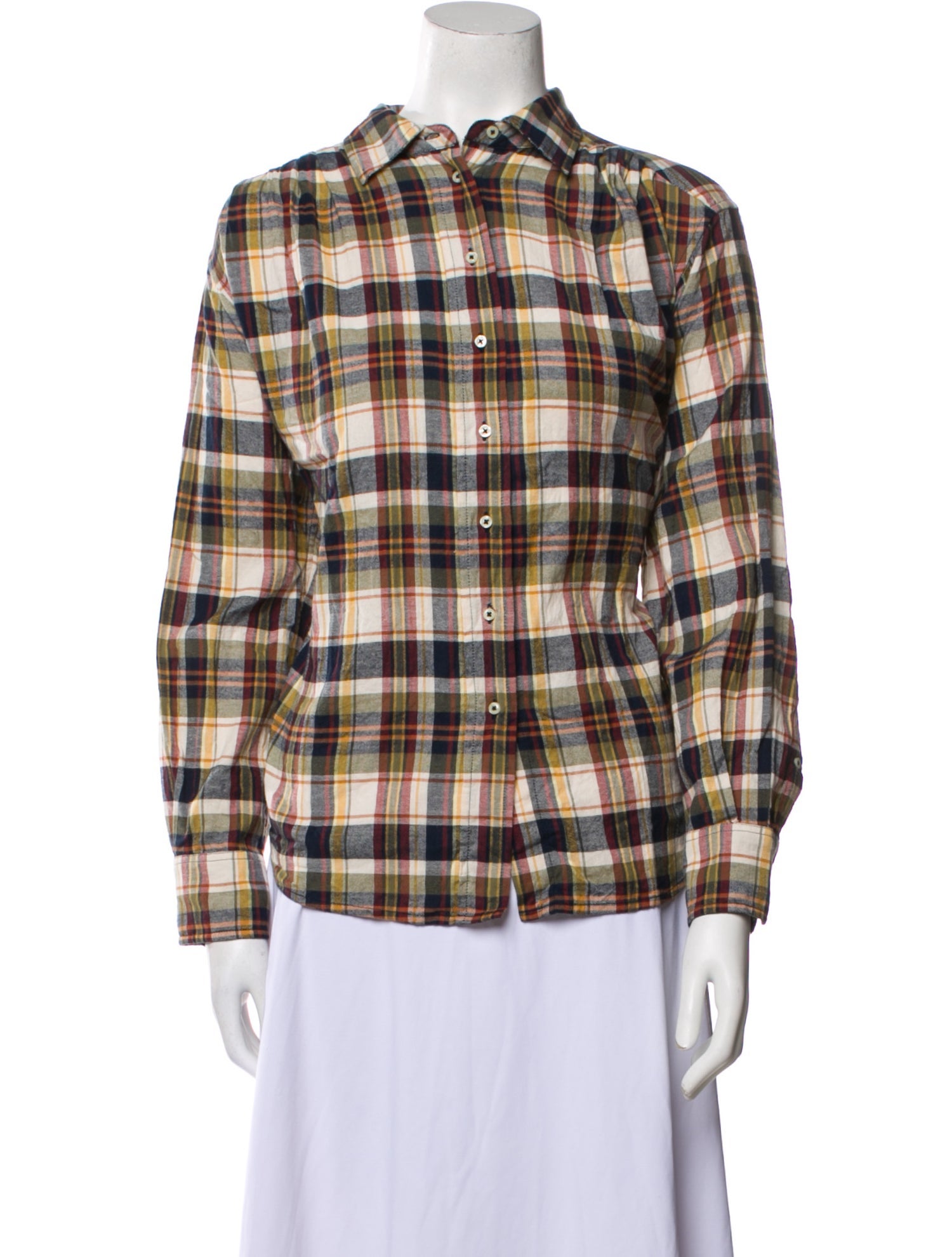 The Great Plaid Print Long Sleeve Button-Up Top