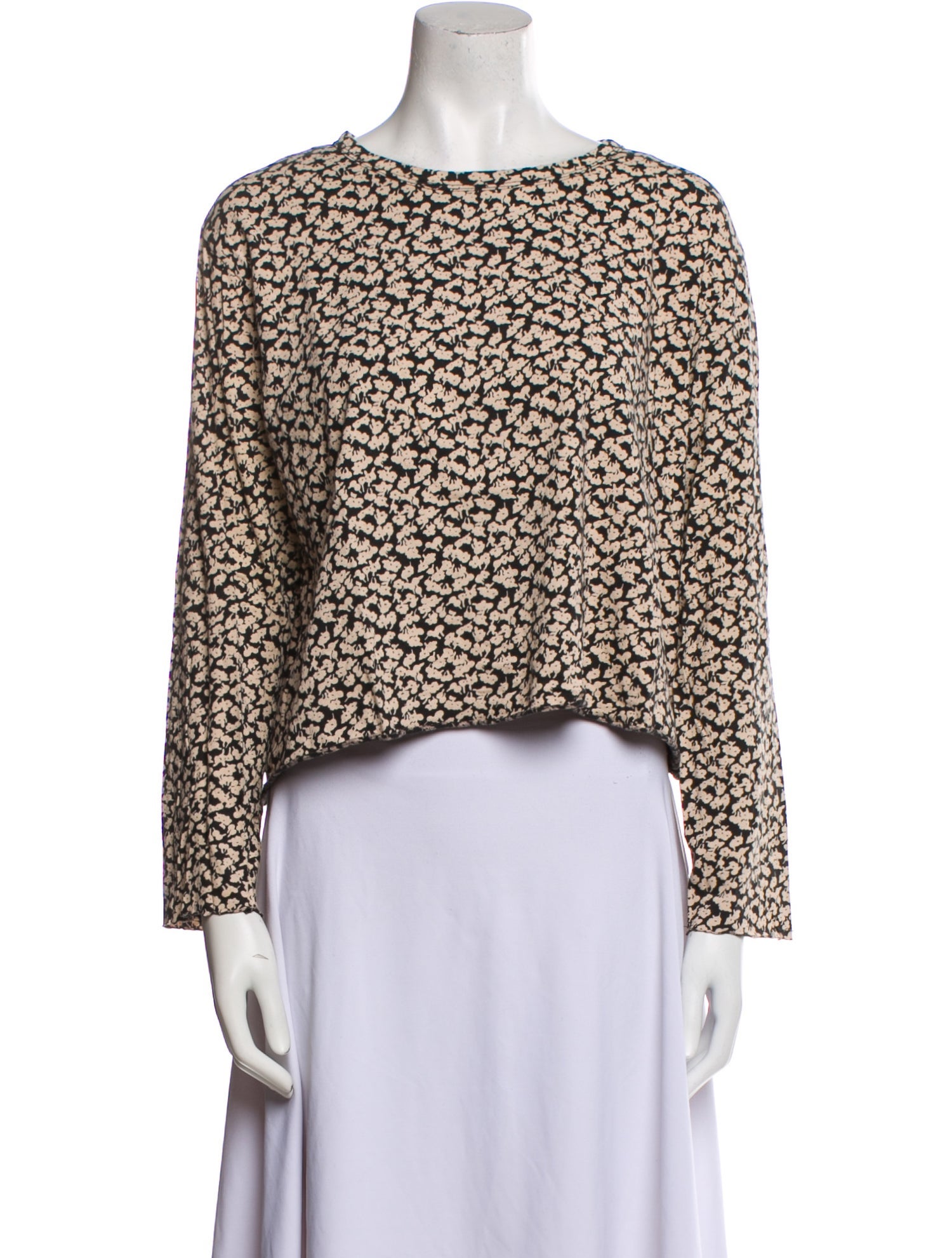 The Great Printed Bateau Neckline Crop Top