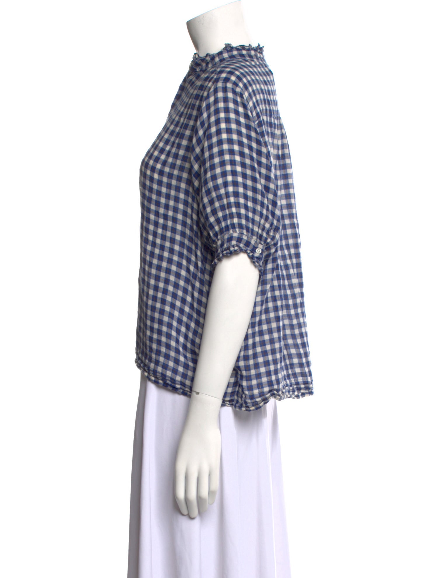 The Great Plaid Print Short Sleeve Button-Up Top