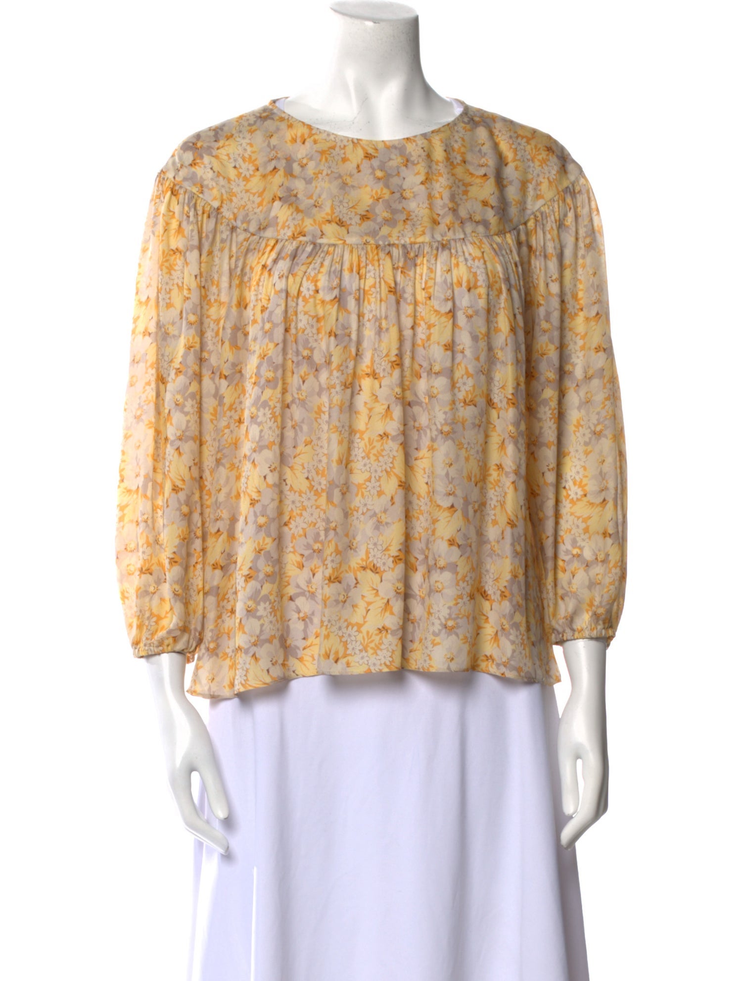 The Great Floral Print Bateau Neckline Blouse