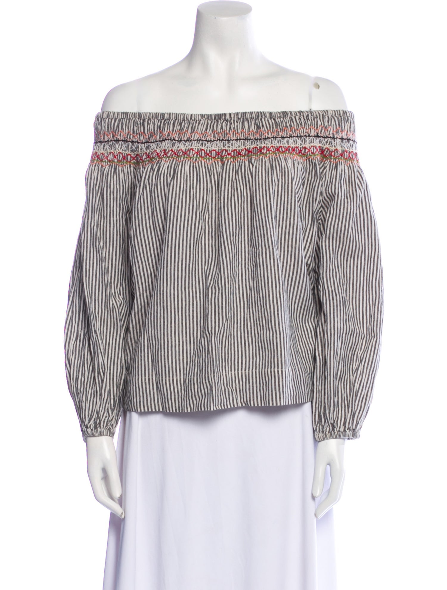 The Great Striped Off-The-Shoulder Blouse