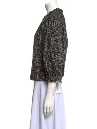 The Great Printed Mock Neck Button-Up Top