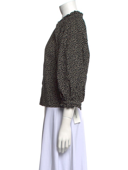 The Great Printed Mock Neck Button-Up Top