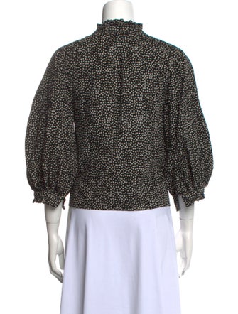 The Great Printed Mock Neck Button-Up Top