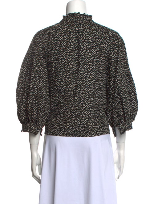 The Great Printed Mock Neck Button-Up Top