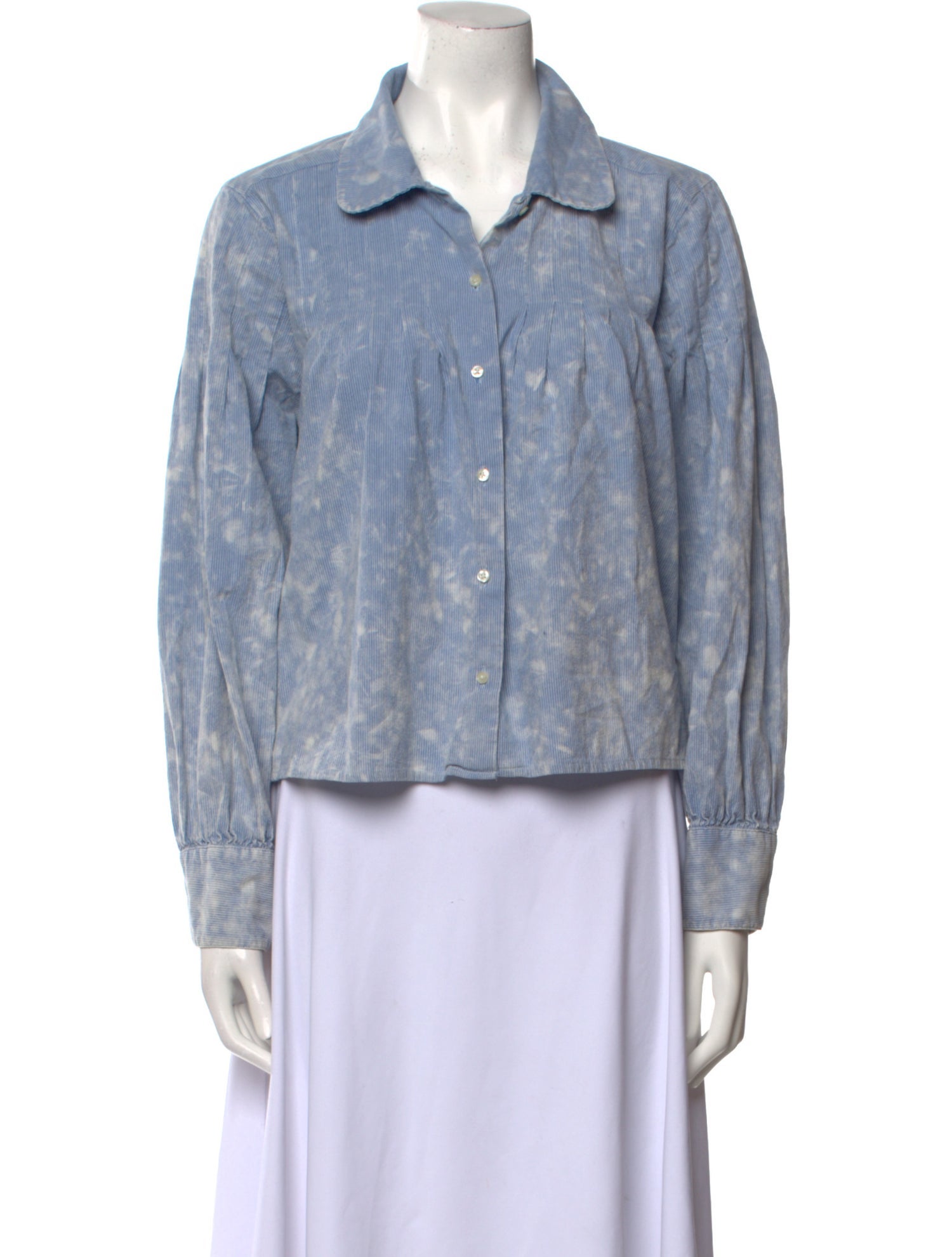 The Great Striped Long Sleeve Button-Up Top