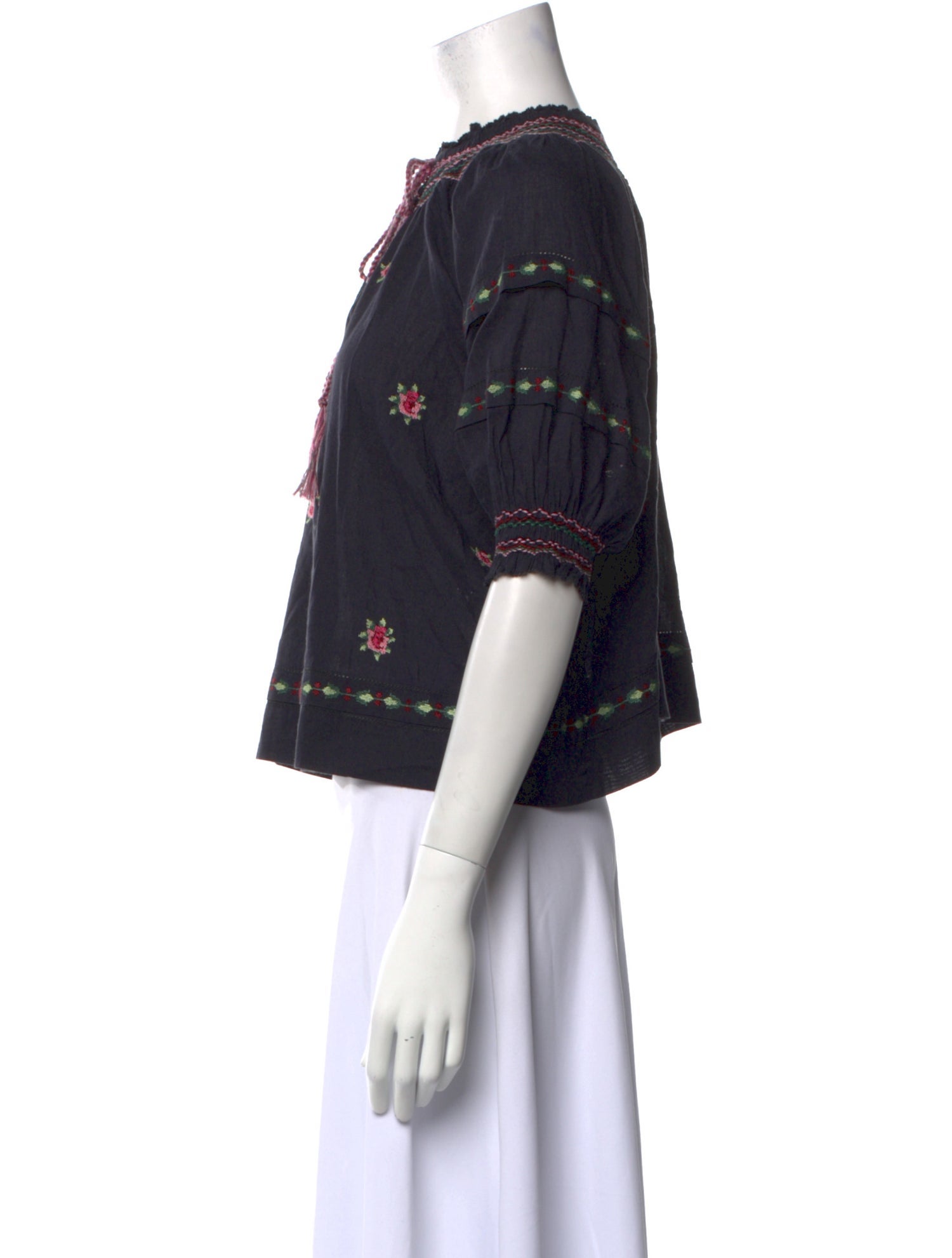 The Great Printed Tie Neck Crop Top