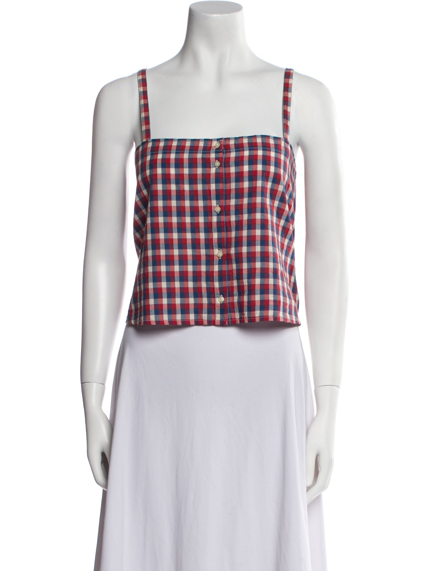 The Great Plaid Print Square Neckline Crop Top