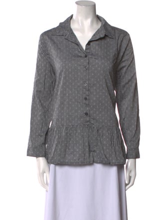 The Great Printed Long Sleeve Button-Up Top