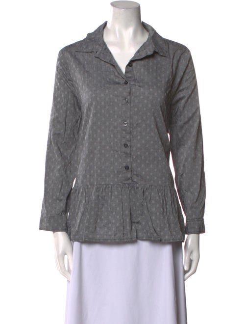 The Great Printed Long Sleeve Button-Up Top