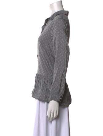 The Great Printed Long Sleeve Button-Up Top