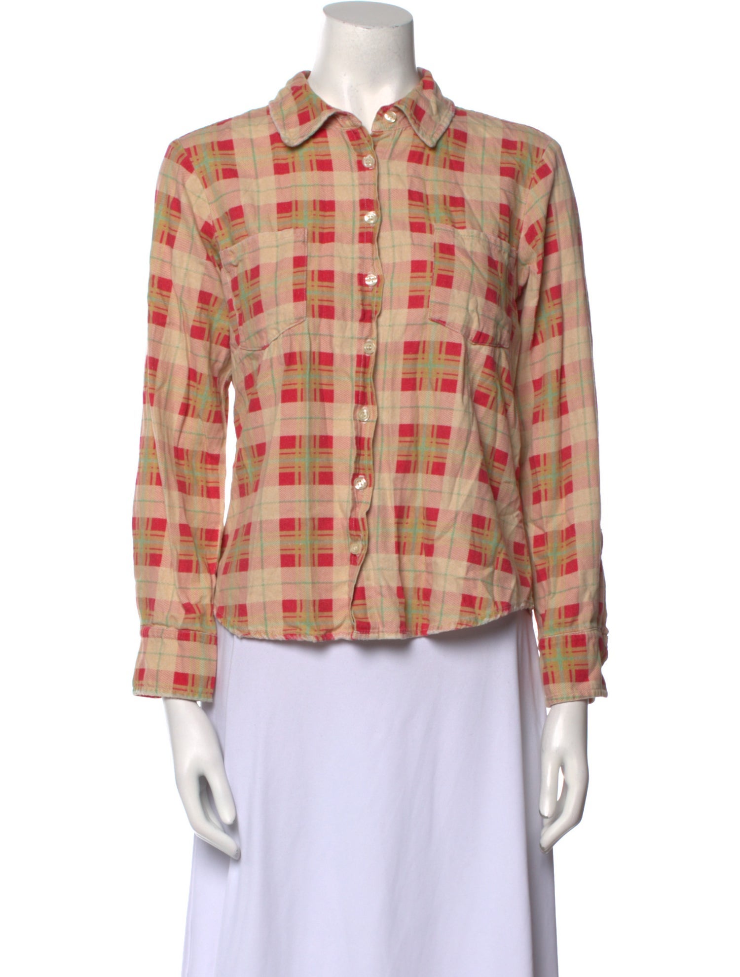 The Great Plaid Print Long Sleeve Button-Up Top