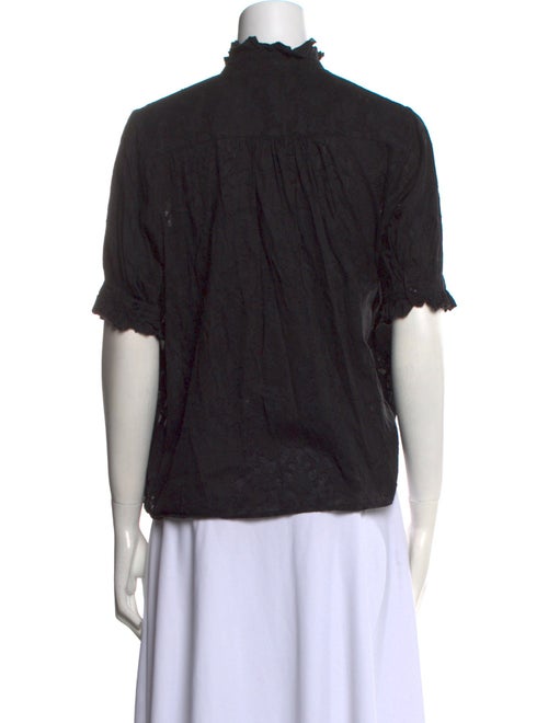 The Great Mock Neck Short Sleeve Button-Up Top