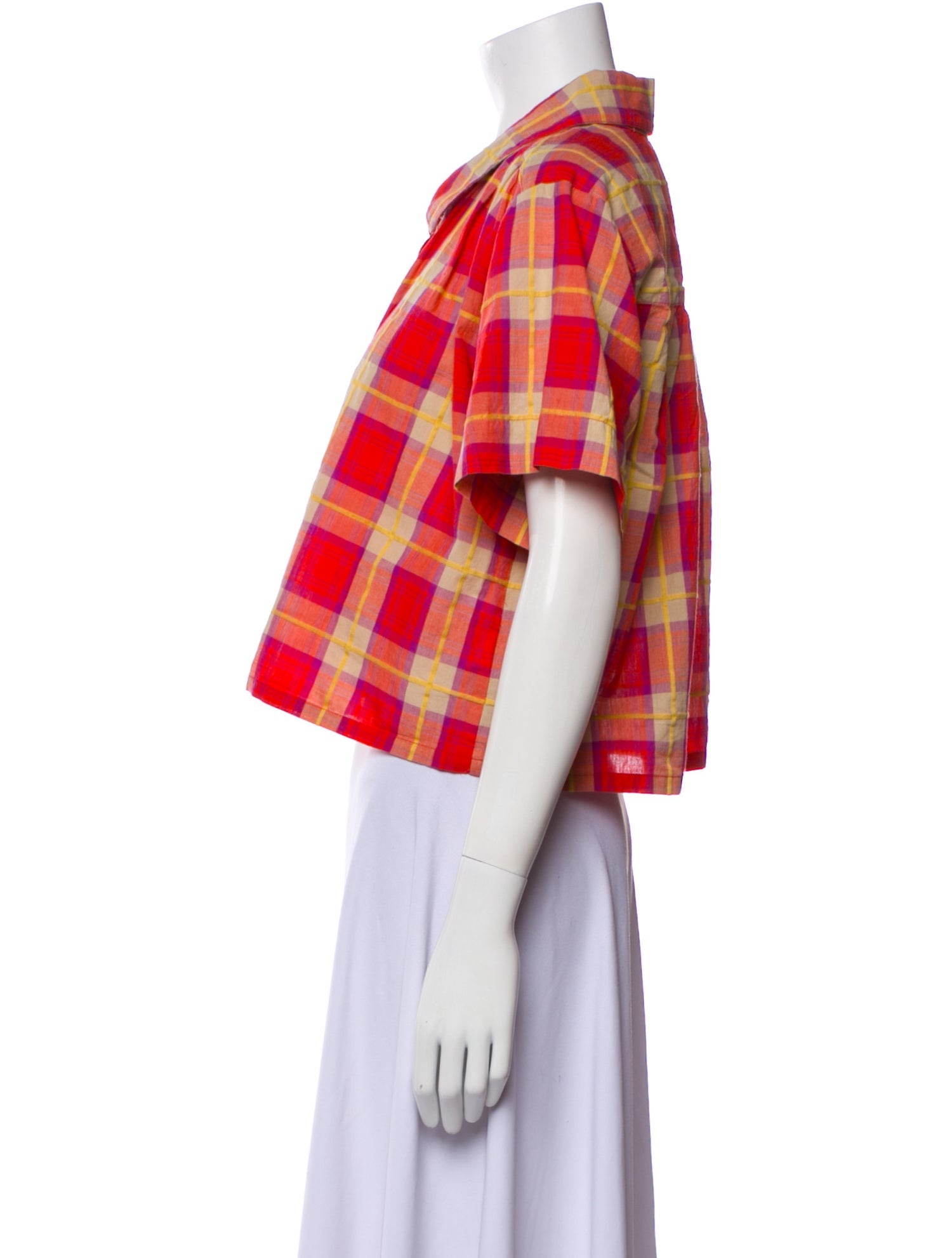 The Great Plaid Print Short Sleeve Crop Top