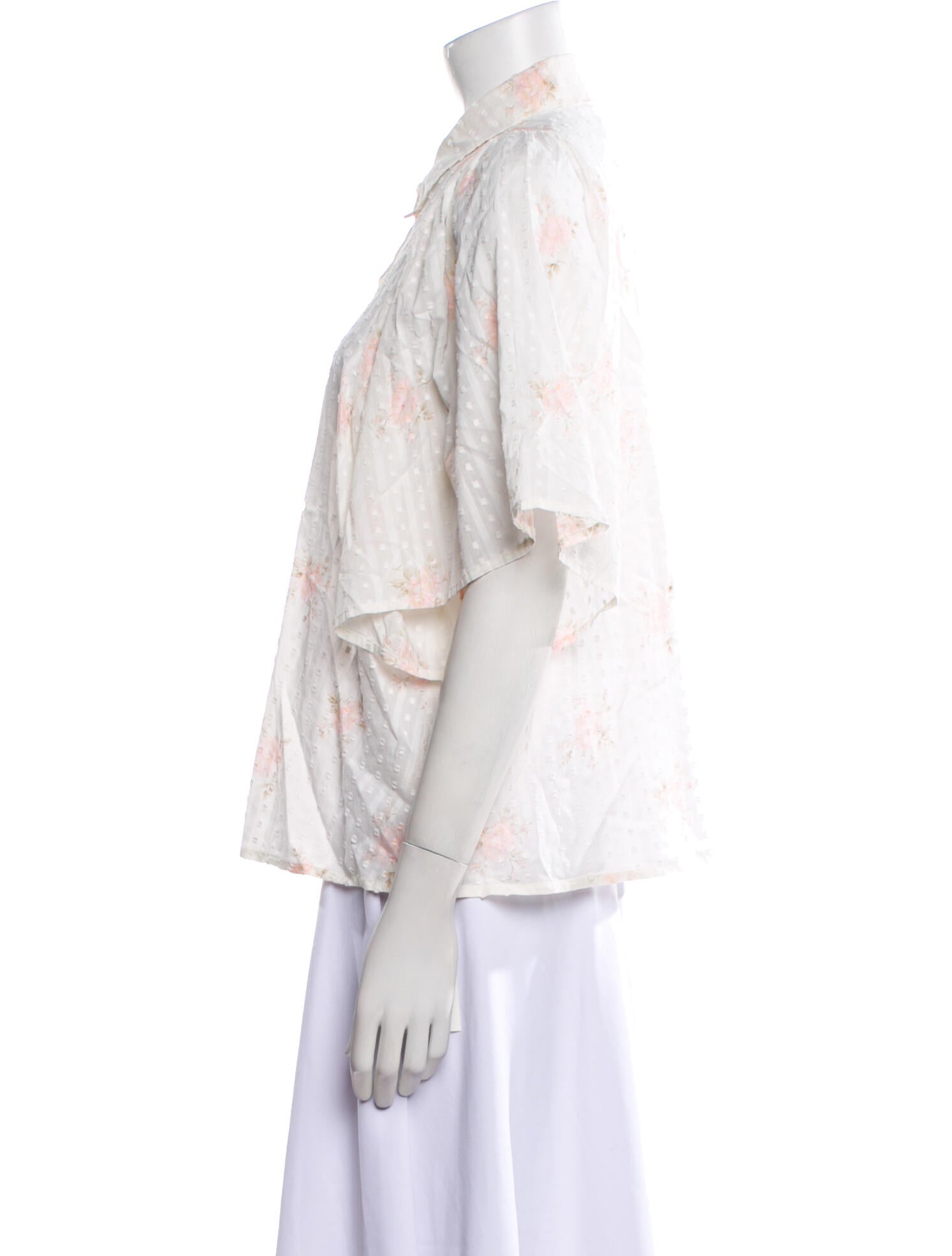 The Great Floral Print Short Sleeve Button-Up Top