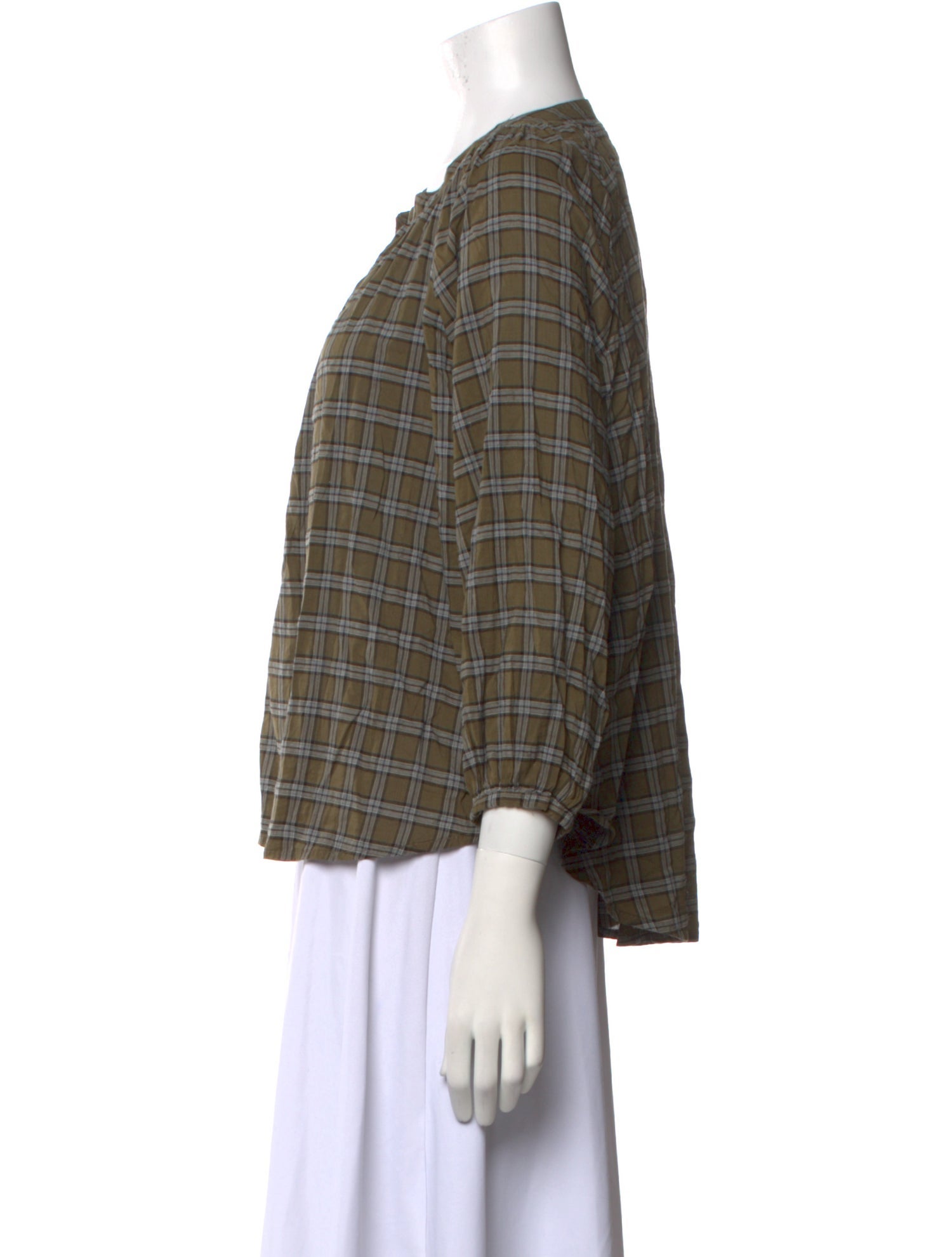 The Great Plaid Print Crew Neck Blouse