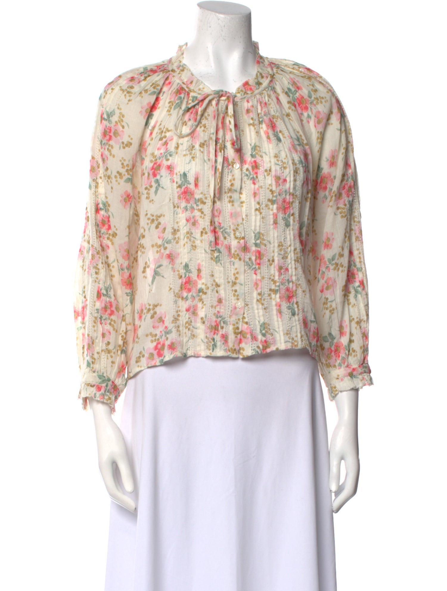 The Great Floral Print Mock Neck Blouse
