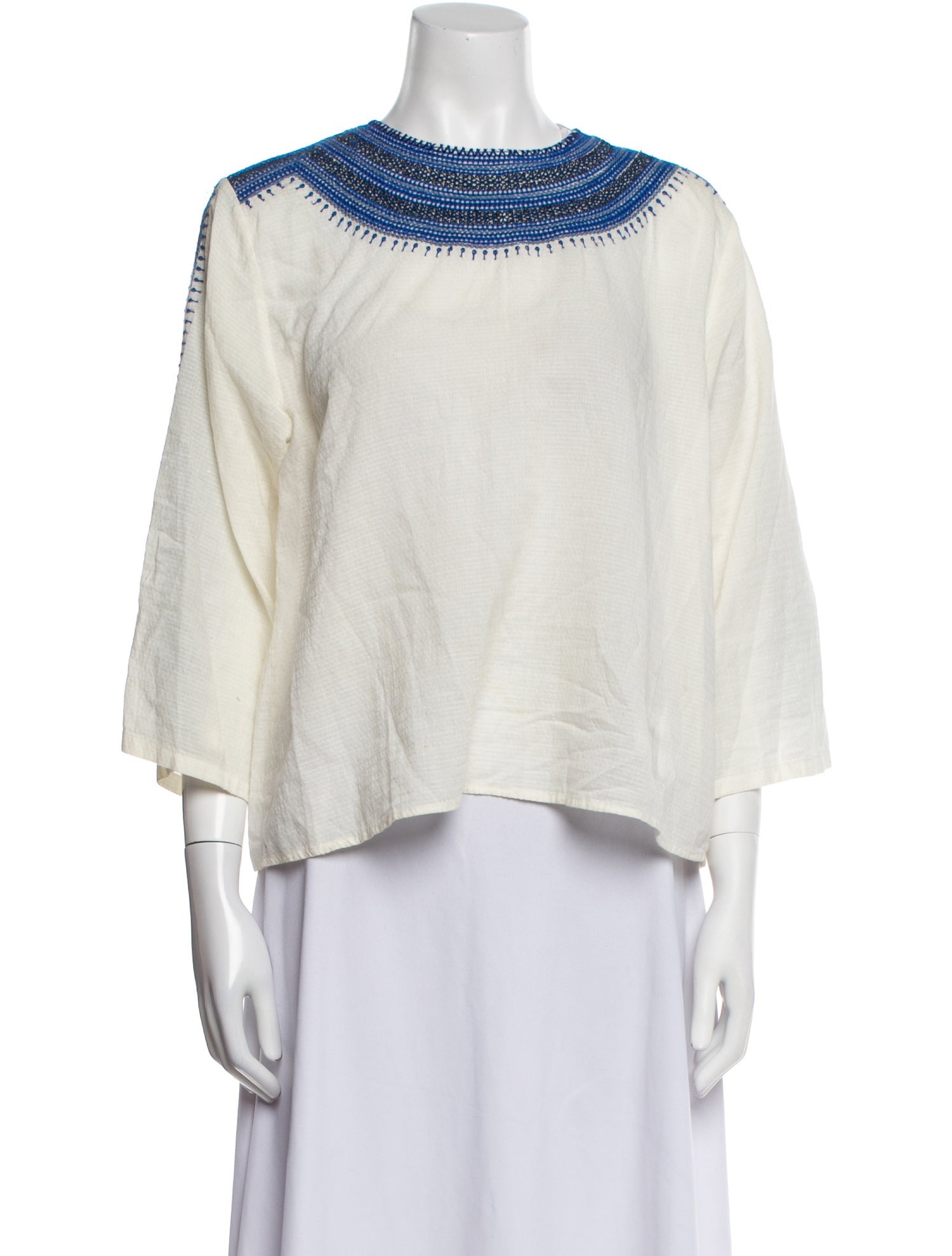 The Great Bateau Neckline Three-Quarter Sleeve Blouse