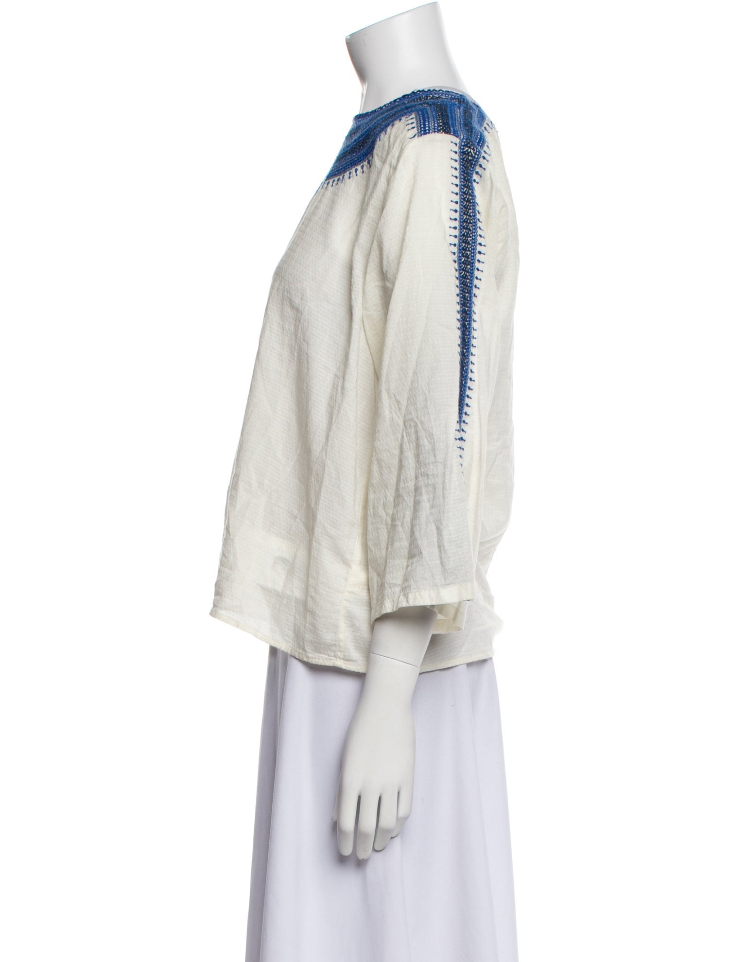 The Great Bateau Neckline Three-Quarter Sleeve Blouse
