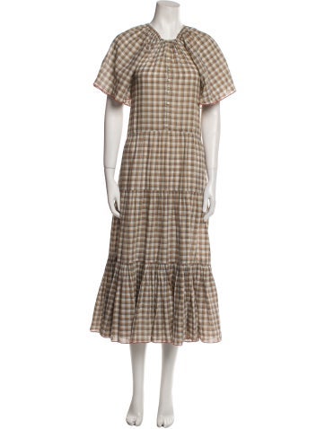 The Great Dresses Plaid Print Long Dress M