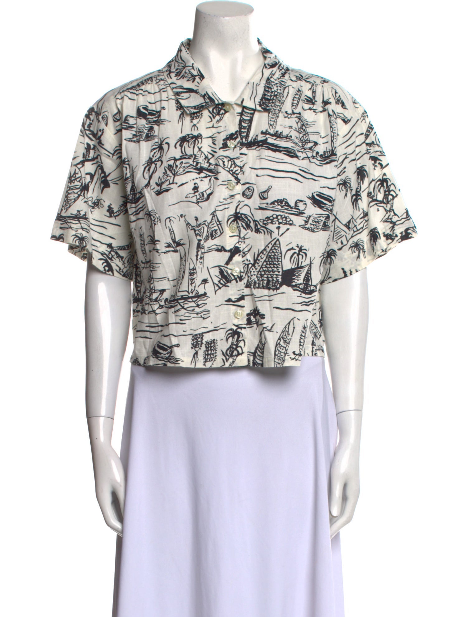 The Great Printed Short Sleeve Crop Top