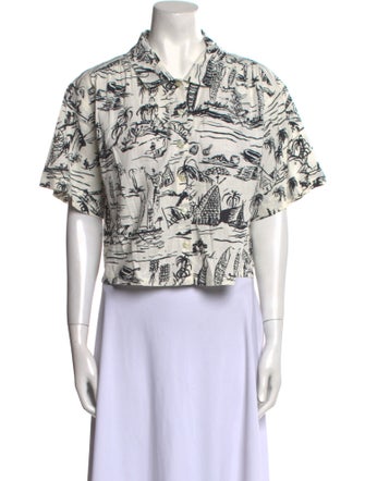 The Great Printed Short Sleeve Crop Top