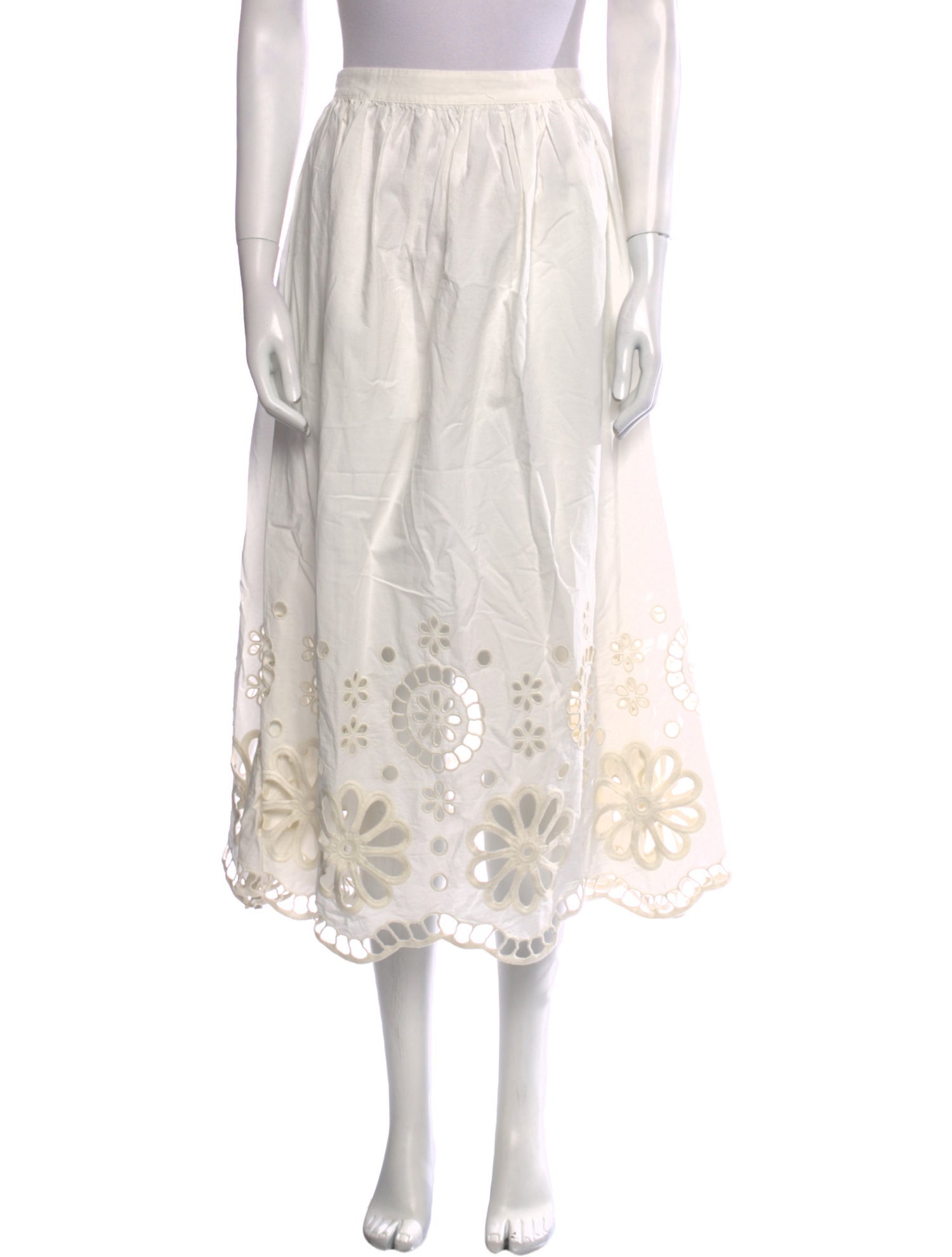 The Great Eyelet Trim Midi Length Skirt