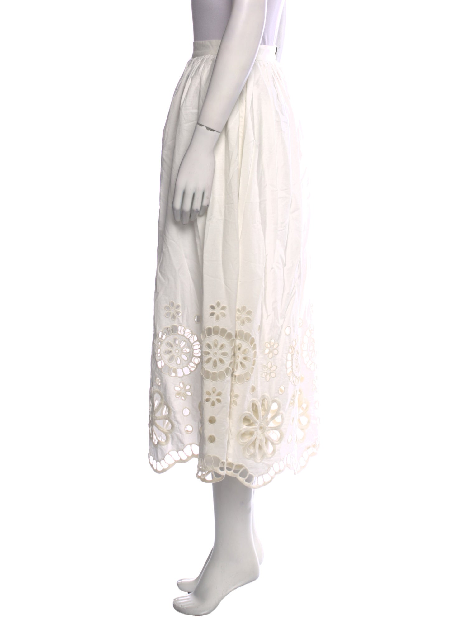 The Great Eyelet Trim Midi Length Skirt