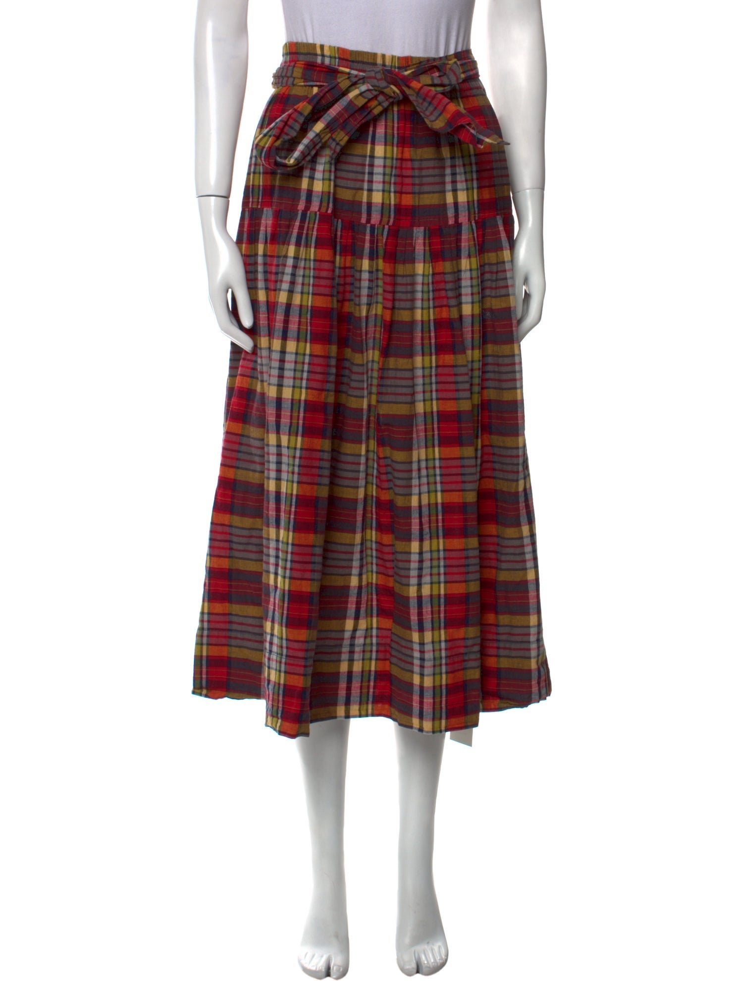 The Great Plaid Print Midi Length Skirt