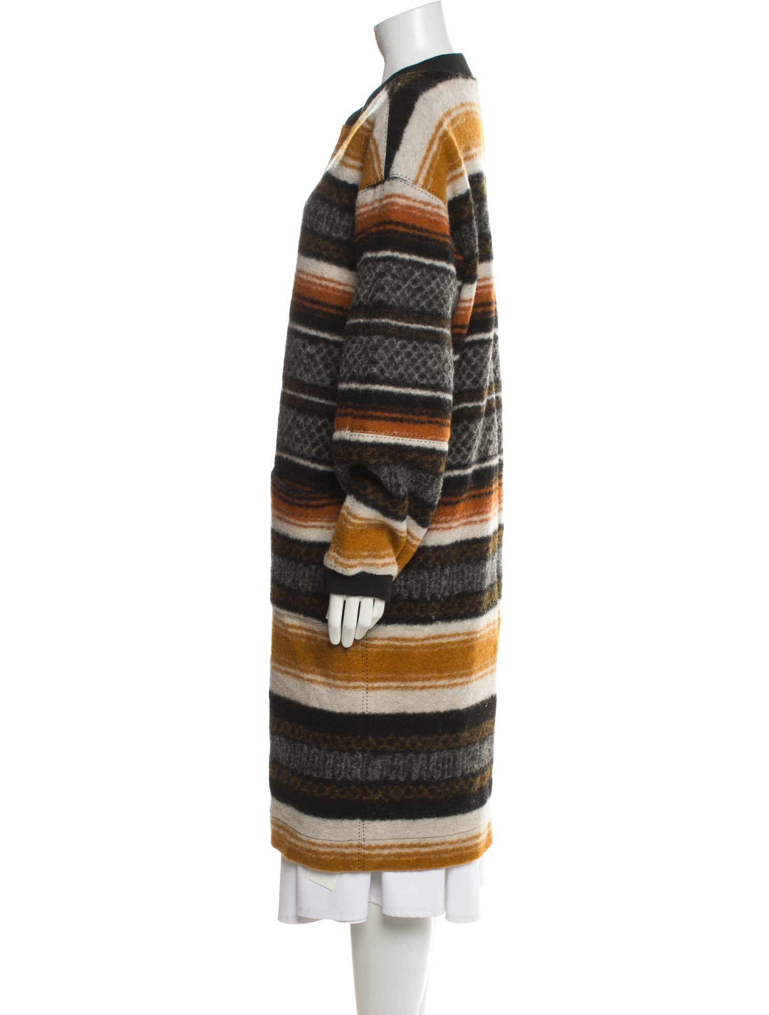 The Great Wool Striped Faux Fur Coat