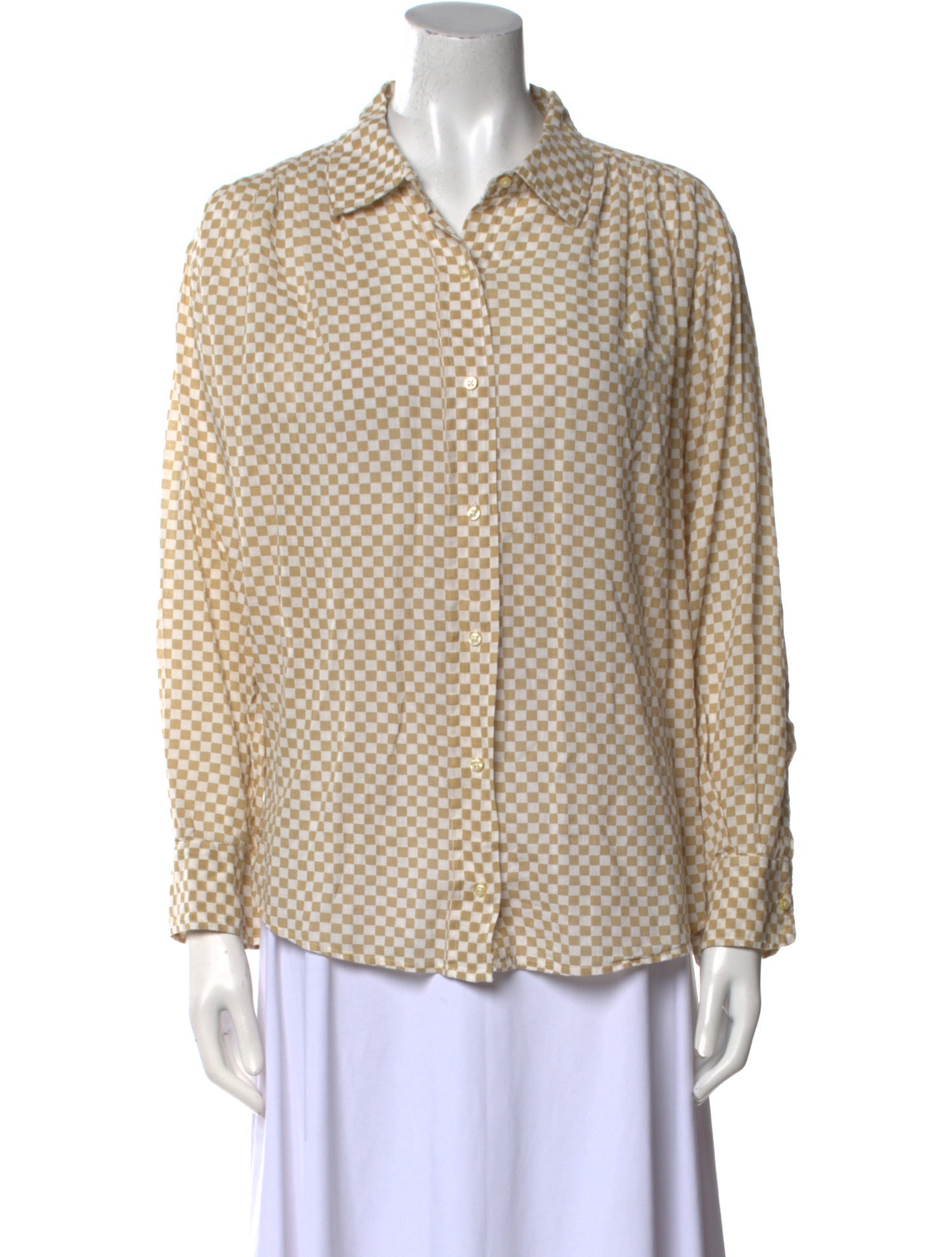 The Great Printed Long Sleeve Button-Up Top