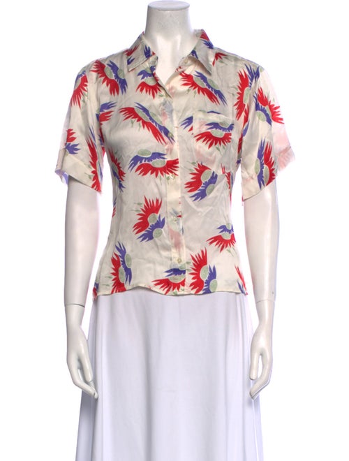 The Great Printed Short Sleeve Button-Up Top