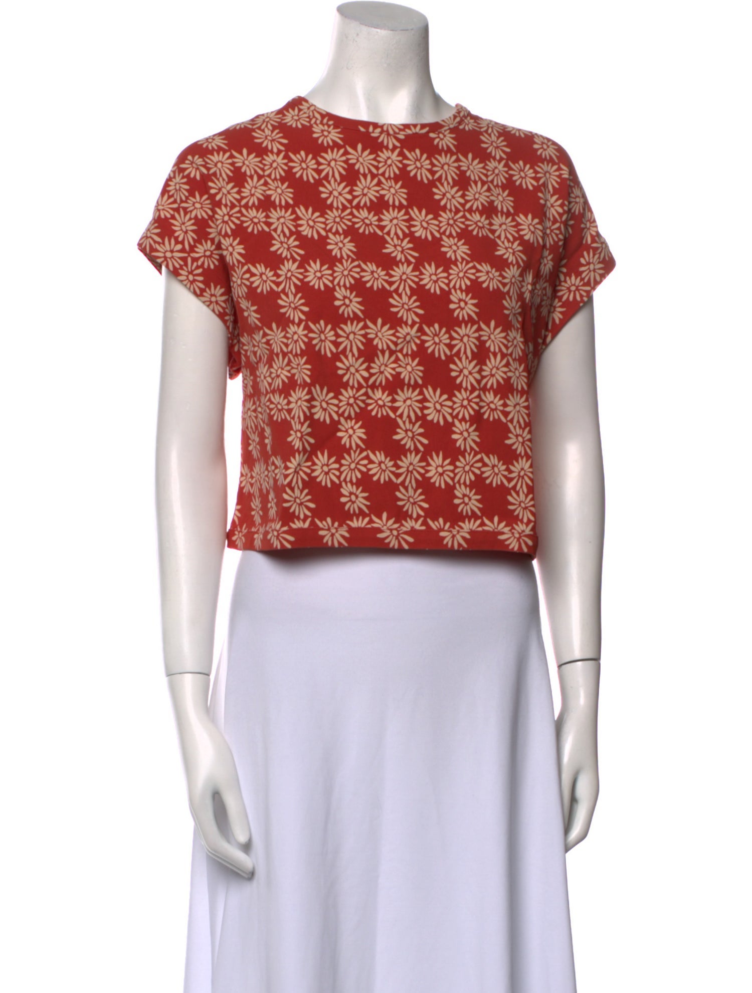 The Great Printed Scoop Neck Crop Top