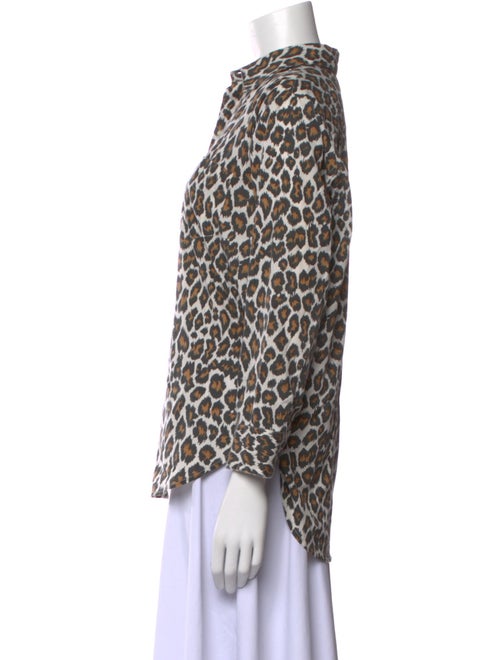 The Great Animal Print Three-Quarter Sleeve Button-Up Top