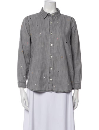 The Great Three-Quarter Sleeve Button-Up Top