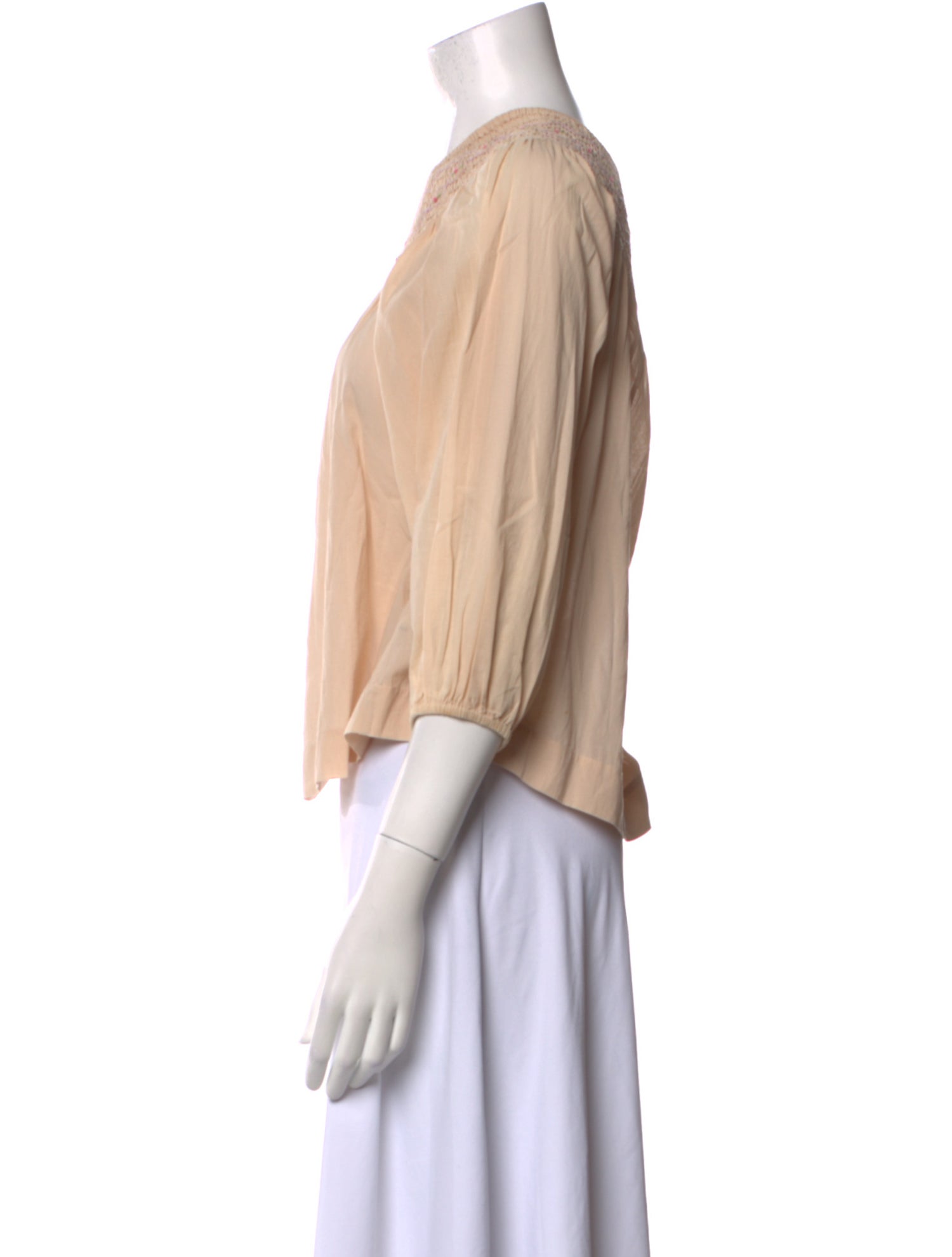 The Great Scoop Neck Three-Quarter Sleeve Crop Top