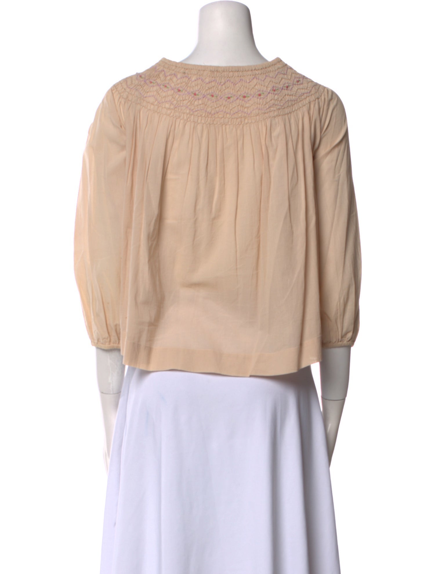 The Great Scoop Neck Three-Quarter Sleeve Crop Top